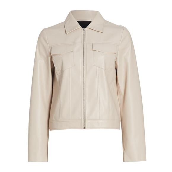NWT ELIE TAHARI Women's Vegan Leather Zip Up Jacket Blazer Size Medium - Picture 1 of 2